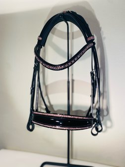 Bridle Rocks double black and rose browband Traverso rocks rose