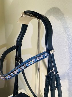 Bridle Rocks baby blue browband Onyx sapphire and crystal AB