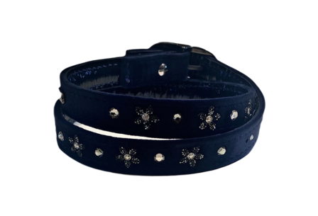 Classic Velvet blue Flower metallic silver