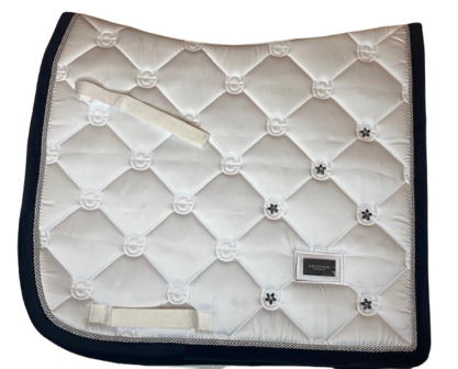 White saddlepad Swarovski Velvet black silver