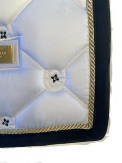 White saddlepad Swarovski Velvet black gold