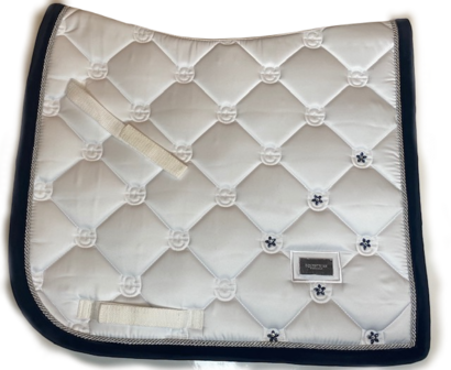 White saddlepad Swarovski Velvet blue silver