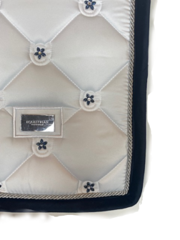 White saddlepad Swarovski Velvet blue silver