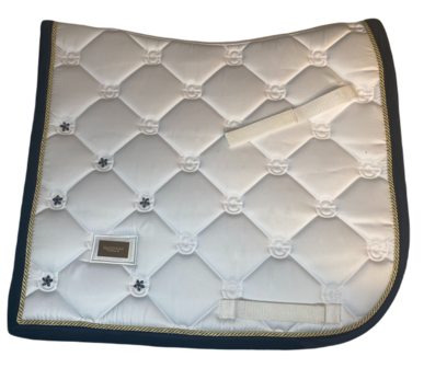 White saddlepad Swarovski Velvet blue gold