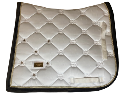 White saddlepad Swarovski Velvet brown gold