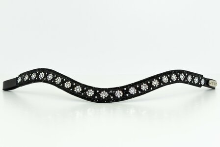 JUDI Browband Swarovski rocks black traverso black crystal flower AB