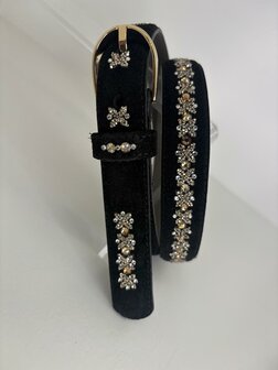 Broekriem zwart Su&egrave;de Royal Allure traverso light gold 