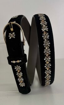 Broekriem zwart Su&egrave;de Royal Allure traverso light gold 