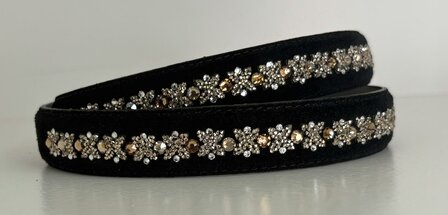 Broekriem zwart Su&egrave;de Royal Allure traverso light gold 