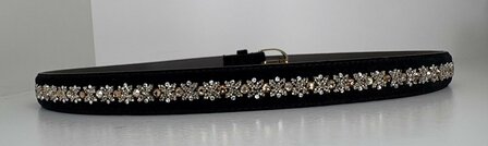 Broekriem zwart Su&egrave;de Royal Allure traverso light gold 