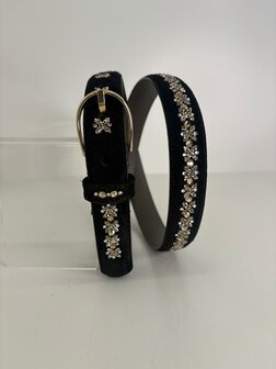 Broekriem zwart Su&egrave;de Royal Allure traverso light gold 