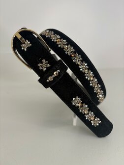 Broekriem zwart Su&egrave;de Royal Allure traverso light gold 