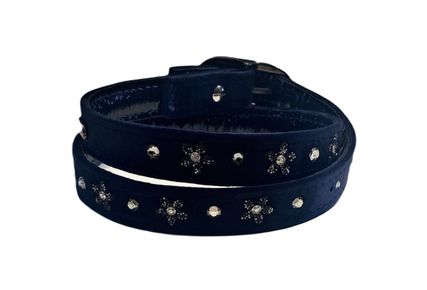 Classic Velvet blue Flower metallic silver