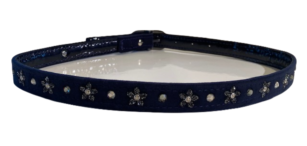 Classic Velvet blue Flower metallic silver