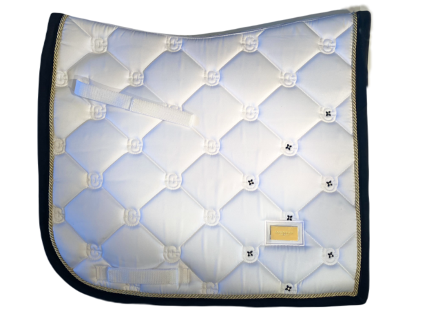 White saddlepad Swarovski Velvet black gold