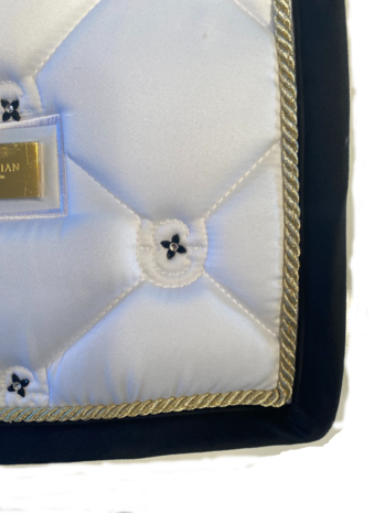 White saddlepad Swarovski Velvet black gold