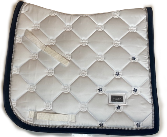 White saddlepad Swarovski Velvet blue silver