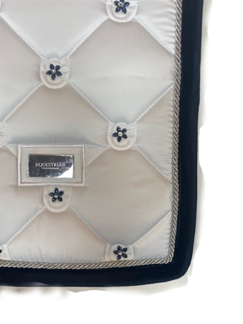 White saddlepad Swarovski Velvet blue silver