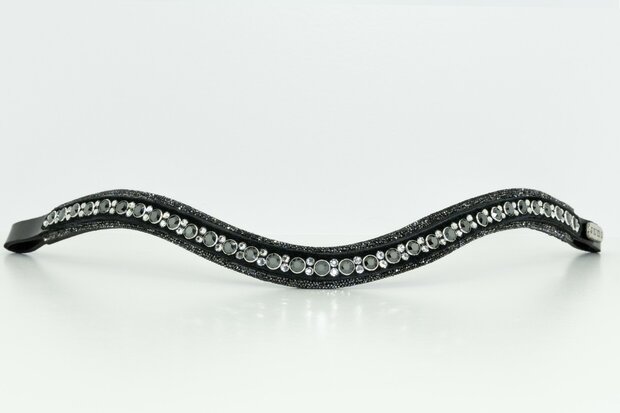 JUDI Browband Swarovski Rocks metallic silver Onyx Black Crystal