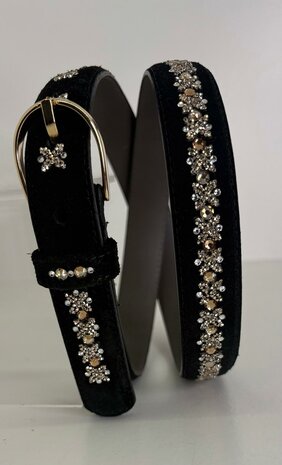 Broekriem zwart Suède Royal Allure traverso light gold 