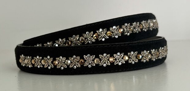 Broekriem zwart Suède Royal Allure traverso light gold 