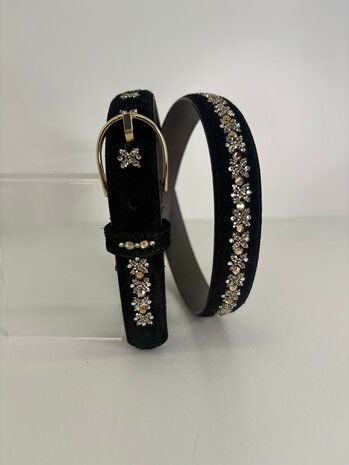 Broekriem zwart Suède Royal Allure traverso light gold 