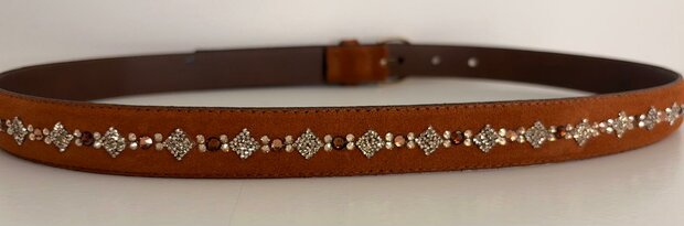 Broekriem Prestige rocks square light gold brown