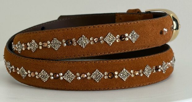 Broekriem Prestige rocks square light gold brown