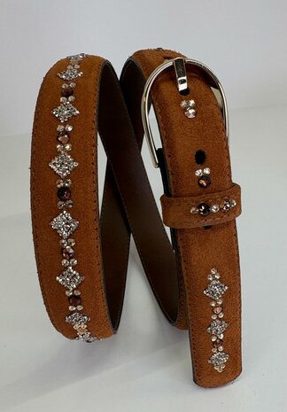 Broekriem Prestige rocks square light gold brown