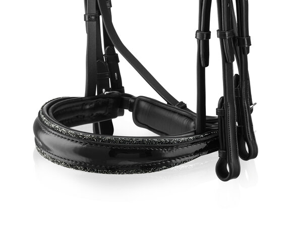 Bridle Swarovski Rocks metallic silver Onyx black crystal