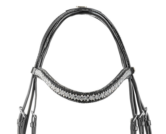 Browband Swarovski Rocks metallic silver Premium clear Square chrome