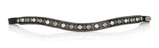 Browband Crystal Fabric silver diamond Classic tricolore black