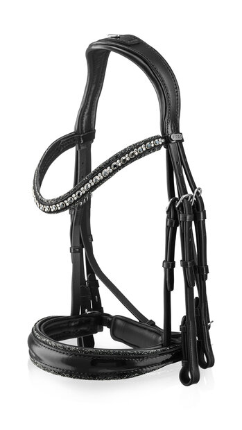 Bridle Swarovski Rocks metallic silver Onyx black crystal