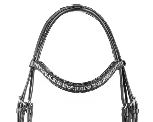 Browband Swarovski Rocks metallic silver Onyx black crystal 