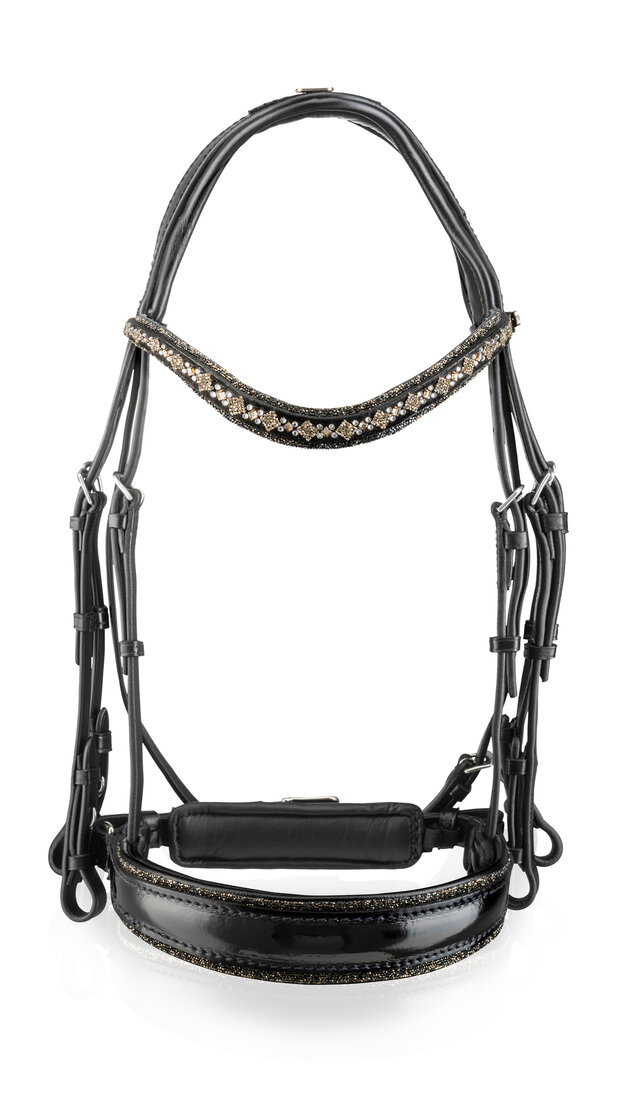 Bridle Swarovski Rocks dark gold Prestige light gold Square crystal gold