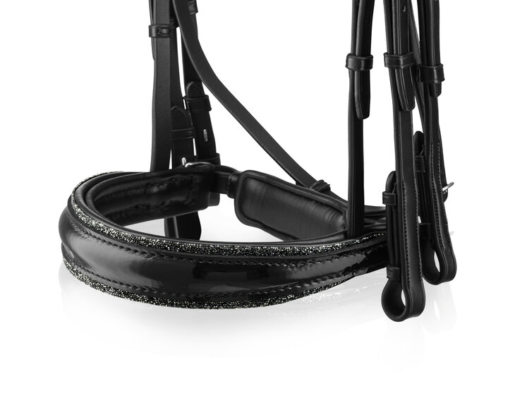 Bridle Swarovski Rocks metallic silver Onyx black crystal