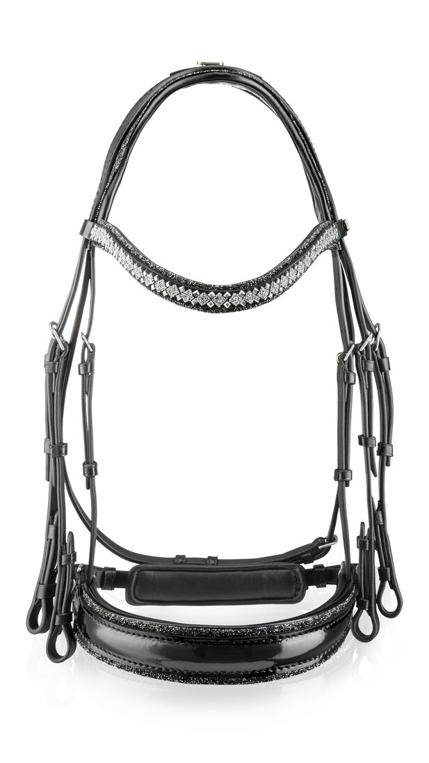 Bridle Swarovski Rocks metallic silver Premium clear Square chrome