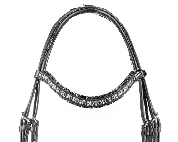 Browband Swarovski Rocks metallic silver Onyx black crystal 