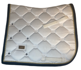 Wit zadeldekje Swarovski Velvet blue gold